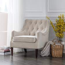 Not available for pickup and same day delivery. Copper Grove Alsfeld Beige Velvet Tufted Accent Chair Navy Blue