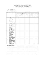 Maybe you would like to learn more about one of these? Kuesioner Evaluasi Kegiatan Ukm Pan