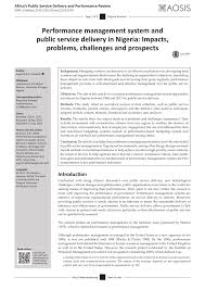 Pdf Performance Management System And Public Service Delivery In Nigeria Impacts Problems Challenges And Prospects