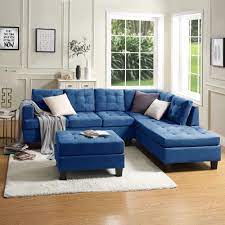 Sectional Sofa 105 L Shape Sectional Couch With Reversible Chaise Solid Wood Frame And Legs Couches And Sofas Mid Century Sofa Couch With Modern Fabric Otto Blue Living Room Sets Blue Furniture