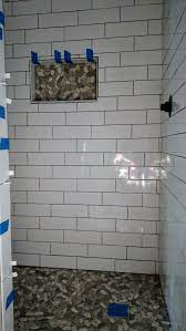 This 5 Ft Walk In Replaced A Tiny 3 X 3 Prefab Shower Used 4 X 12 White Glazed Subway Tile Subway Tile Showers Master Bath Remodel Shower Tile