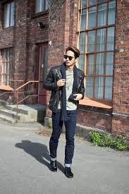 Next day delivery and free returns available. Black Leather Jacket Green T Shirt Dark Wash Cuffed Jeans Black Chelsea Boots Jackets Men Fashion Stylish Mens Fashion Mens Fashion Inspiration