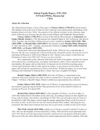 Abbott Family Papers, 1791-1910 S 974.423 P929a, Manuscript 1 Box