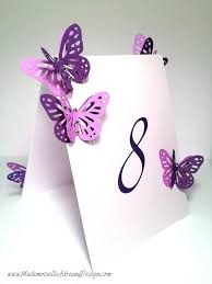 Folded Double Sided Table Numbers Card Table Tag With Butterflies And Crystals Card Table Wedding Purple Wedding Centerpieces Purple Reception