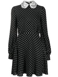 Valentino Lace Collar Polka Dot Dress Farfetch In 2020 Dot Dress Dresses Black Polka Dot Dress