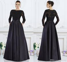 Black Long Mother Of The Bride Dresses Illusion Long Sleeves Sheer Back A Line S Mother Of The Bride Dresses Long Long Sleeve Evening Dresses Black Formal Gown