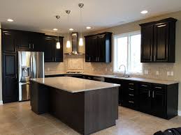 Kitchen Ceramic Tile Floors Dark Stained Cabinets With Granite Counters Matching Large Center Island Stainles Kitchen Remodel Dark Stained Cabinets Kitchen