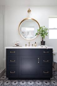 Dark Single Sink Bathroom Vanities Design Idea Modern Bathroom Tile Round Mirror Bathroom House Bathroom