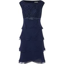 Eliza J Tiered Chiffon Dress With Lace Top Navy Blue Lace Dress Chiffon Dress Blue Chiffon Dresses