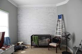 Painting one accent wall a few shades lighter than the other walls of a small room can make your space seem larger and brick painting is hot! Wishy Washy Brick Wall Bower Power