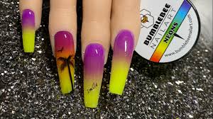 Francesa de colores, uñas de acrílico, 3d y mucho más. Difuminado En Tonos Neon El Atardecer En Un Set En Tendencia Recreacion Unas Acrilicas Youtube
