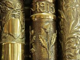 ww i trench art engraved chased bomb shells ww1 art