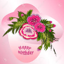 Spanish congrats words felicitaciones, felicidades, enhorabuena! Floral Composition Bouquet Of Pink Flowers On Soft Rose Background Happy Birthday Pattern For Woman Greeting Card Vector Illustration Royalty Free Cliparts Vectors And Stock Illustration Image 67805204