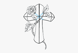 Drawing a black cross on the image where the red bounding box is after a trigger. How To Draw A Cross With A Rose In A Few Easy Steps Drawing Cross With Rose Hd Png Download Transparent Png Image Pngitem