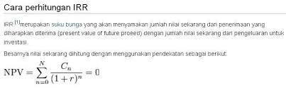 Capital rationing dan pertimbangan unsur resiko dalam penilaian investasi merupakan proses tentang bagaimana alternatif investasi yang tersedia sehingga ppt download. Net Present Value Npv Dan Internal Rate Of Return Irr Princess Faraa S Diary