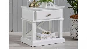 The bedside table features a bold rectangular shape and smooth unadorned surfaces (with handle hardware). Buy Chicago 1 Drawer Bedside Table White Harvey Norman Au