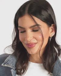 Gabriella Pavé Triple Silver Spike Earrings with White Diamondettes