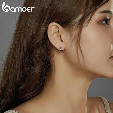 Bamoer 925 Sterling Silver Blooming Rose Branch Hoop Earrings for Women  Wedding Engagement Tiny Ear Hoops Buy cheaply