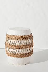 Maggie Rattan Wrapped Stool In 2020 Ceramic Stool Unique End Tables Rattan Rocking Chair