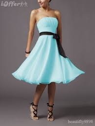 Baby Blue Bridesmaid Dress With A Tan Brown Bow Instead Of Black And Cute Boots Or Something Prom Dresses For Sale Chiffon Bridesmaid White Bridesmaid Dresses