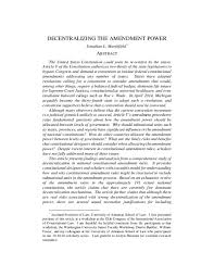 Pdf Decentralizing The Amendment Power Jonathan