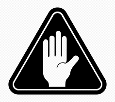 Hd Outline Hand Stop Silhouette On Black Triangle Road Sign Png Triangle Road Signs Outline Png