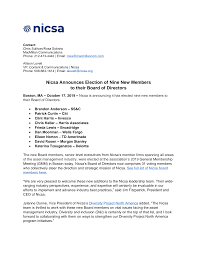 Nicsa Announces Election of Nine New Members to their Board of Directors