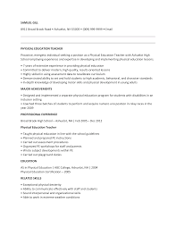Kostenloses Physical Education Gym Teacher Resume