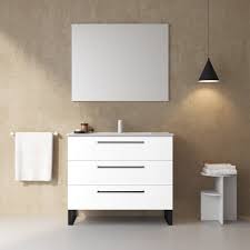You can see how beautifully it works in this bathroom brought to us by elle decor. 40 Modern Bathroom Vanity Cabinet Denver Rhd White Wood Black Handles Legs Vanity Ceramic Sink W40 X H35 X D18 Overstock 31118612