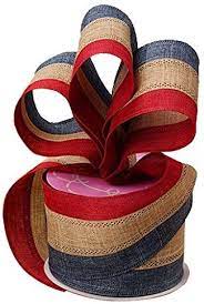 Darice red and natural striped burlap ribbon wired for july 4th, independence/memorial day, labor day christmas diy crafts, 100% jute, 2.5 inches x 25 feet (1 roll per pkg) 3.3 out of 5 stars 3 $14.00 $ 14. Amazon Com Rustic Patriotic Burlap Striped Ribbon 2 1 2 X 10 Yards Wired Edge 4th Of July Veteran S Day President S Day Wreath Decoration Vintage Americana Memorial Day