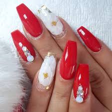 51 Ideas Nails Coffin Shape Red Gold Find this pin and more on my nails by vivian torres. amora nails blog