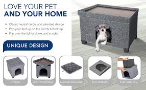 We bought this cute little house for our cats. Cat Bed For Indoor Pets Large Cat Cube Condo Pawristocrat Unique Multifunctional Pet House Ottoman With Tray Table Houses For Cats And Small Dogs With Fully Washable Mat Folding Footrest Seat Cats