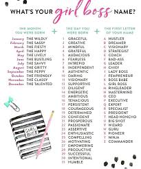 Great Play Whats S Your Girl Boss Name Love Mine Is The Fiesty Motivating Lady Boss D Jue In 2020 Youtube Channel Name Ideas Shop Name Ideas Youtube Channel Ideas