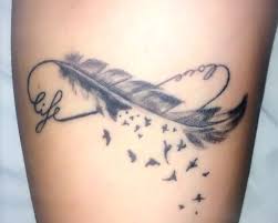 Birds Of A Feather Odyssey Quest Tattoo Feather Etsy 15 Ideas For 2019 Infinity Tattoo With Feather Feather With Birds Tattoo Feather Tattoos