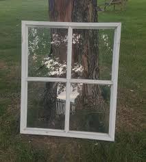 Vintage Old Wood Window Frame Four 4 Pane French Country