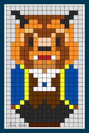 Personnage Disney Belle Et La Bete Dessin Petit Carreau Pixel Art Personnage Patchwork Disney