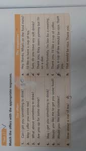 Berikut ini adalah contoh soal soal percakapan pendek yang bertema asking, giving, accepting, refusing suggestion and advice sebagai bahan letihan pemahaman bahasa inggris khususnya materi kelas xi. Match The Offers With The Appropriate Responses Brainly Co Id