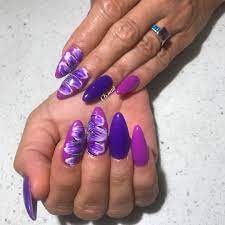 Purple Nails Shades Of Purple Acrylic Nails Almond Nails Long Nails Pretty Nails Flower Nails Abstract Na Purple Nails Purple Acrylic Nails Pretty Nails