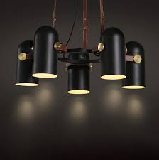 Black Spotlight Minimalist 5 Head Chandelier