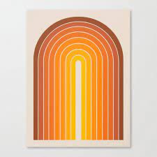 Gradient Arch Vintage Orange Canvas Print By Midcenturymodern Stretchedcanvas Graphicdesign Geometric Arches Rainbow Mini Art Canvas Prints Color Poem