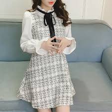 ブラウスコンビツイードワンピース a987 lily boutique リリーブティック