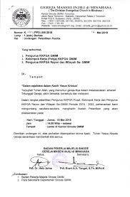 Contoh surat undangan fatayat sastra madiredo. Undangan Pelantikan Panitia Gmim Gereja Masehi Injili Di Minahasa