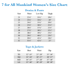 prototypical girl jeans size conversion 7 of all mankind