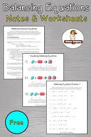 Balancing Chemical Equations Notes Worksheets Freebie Equations Notes Equations Chemical Equation