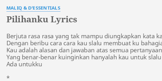 Aizat lagu kita full song lirik. Pilihanku Lirik