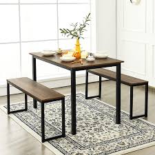 Inexpensive and undeniably cool, from orange to aqua we have an array of bright shades to bring a pop of colour to your dining room. Buy Giantex Dining Table With Bench Modern Studio Collection Table With 2 Benches Kitchen 3pcs Bench Dining Table Set With Metal Frame For Living Room Kitchen Small Space Industrial Brown Black