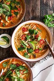 Spicy Thai Chicken Rice Noodle Soup The Original Dish Recipe Rice Noodles Rice Noodle Soups Noodle Soup