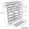 The chest shown here had to fit in a cavity in the wall that was 37 wide and 24 deep and went up all the way to the ceiling, so the chest of drawers was planned to be about 4 feet (1.2 m) tall, 3 feet (0.9 m) wide and 2 feet (0.6 m) deep. 1