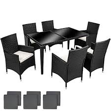Tectake Aluminium Salon De Jardin 6 1 Table De Jardin En Resine Tressee Chaises Salon D Exterieur Poly Rotin Deux Set De Housses Vis En Acier Inoxydable Diverses Couleurs Au Choix