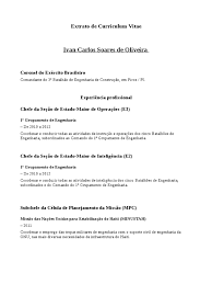 Redigir um cv é uma etapa essencial e incontornável na procura ativa de emprego. Cel Ivan Oliveira Extrato Curriculum Vitae Seguranca Nacional Politica